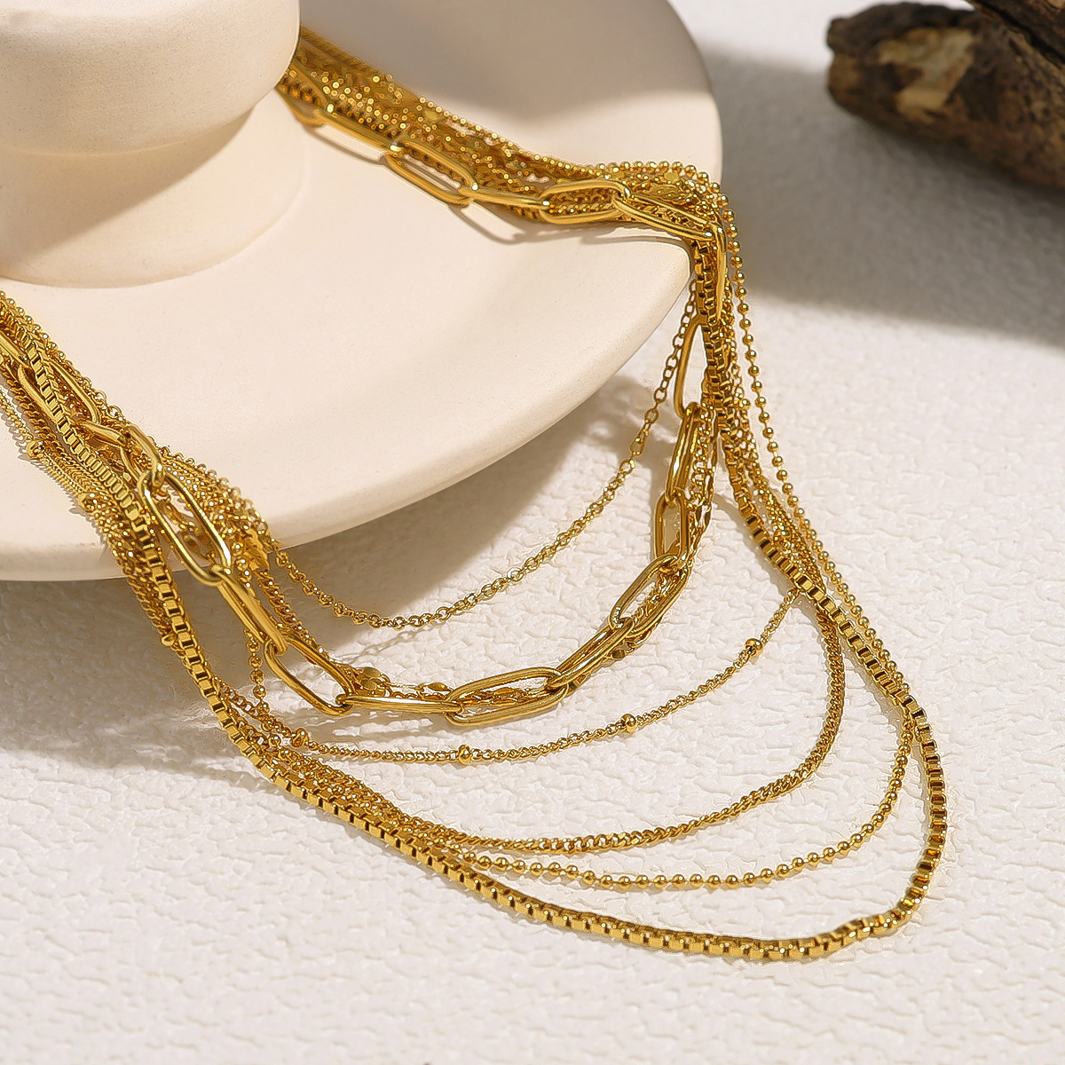 MYK2650-Vacuum 18K plain chain O-chain clavicle chain twist chain DIY stainless steel plain chain