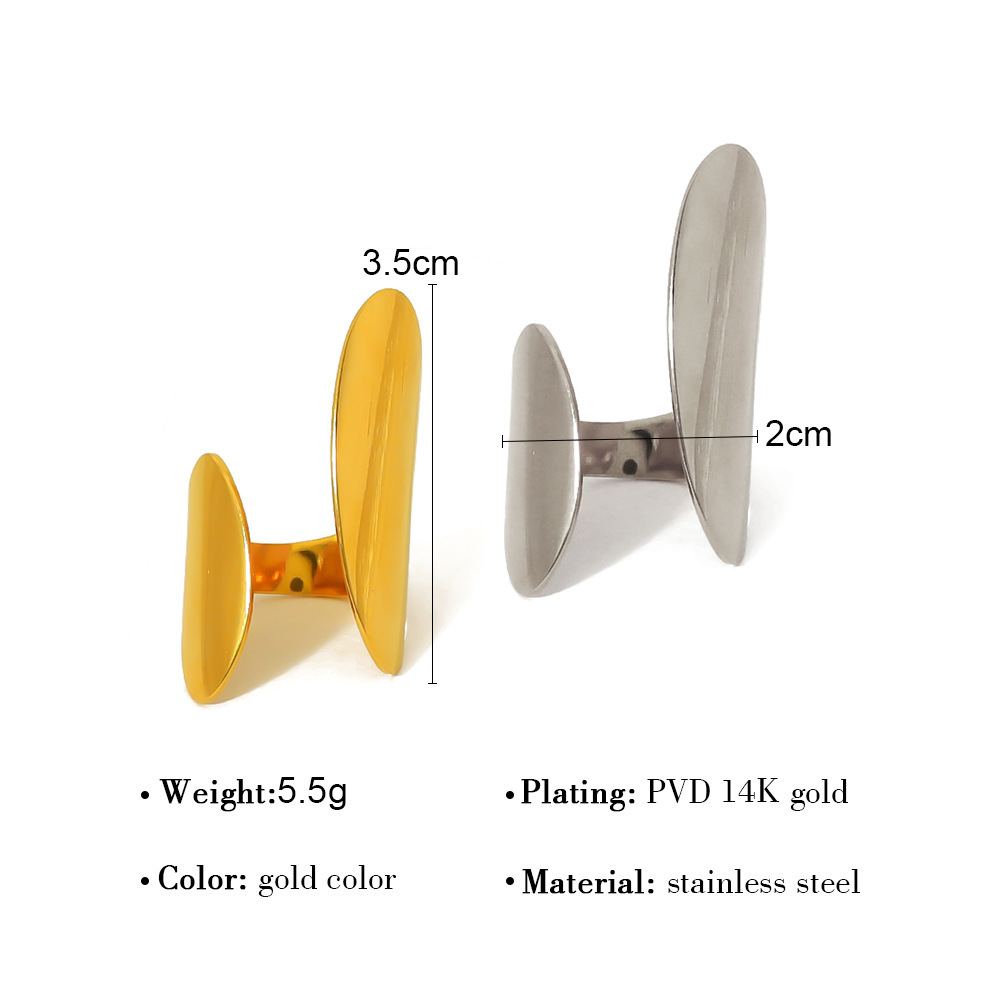 MYK2659-Irregular geometric open ring plated with 18K real gold stainless steel