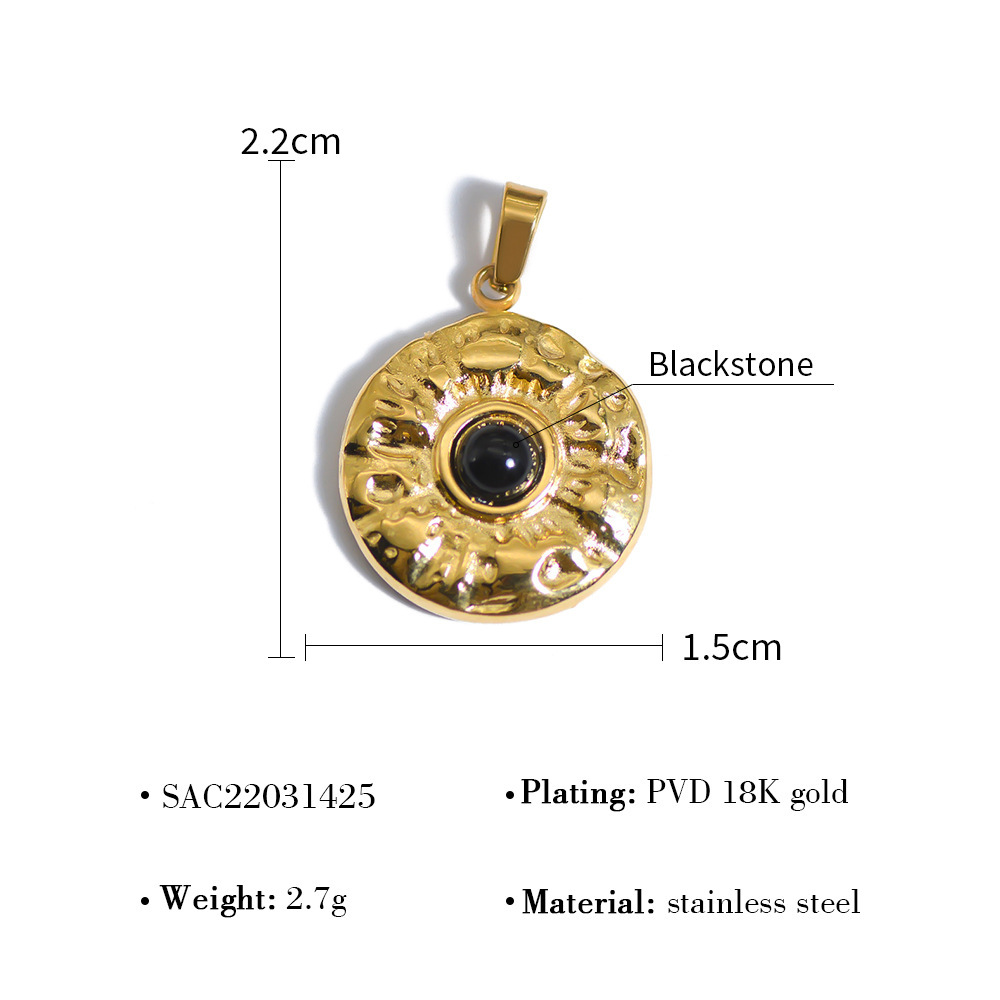 MYK2668-Necklace pendant, stainless steel DIY natural stone drop oil jewelry accessories