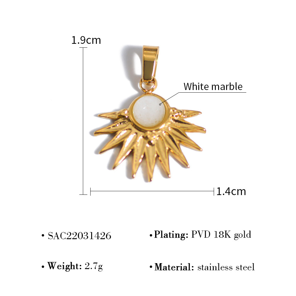 MYK2668-Necklace pendant, stainless steel DIY natural stone drop oil jewelry accessories