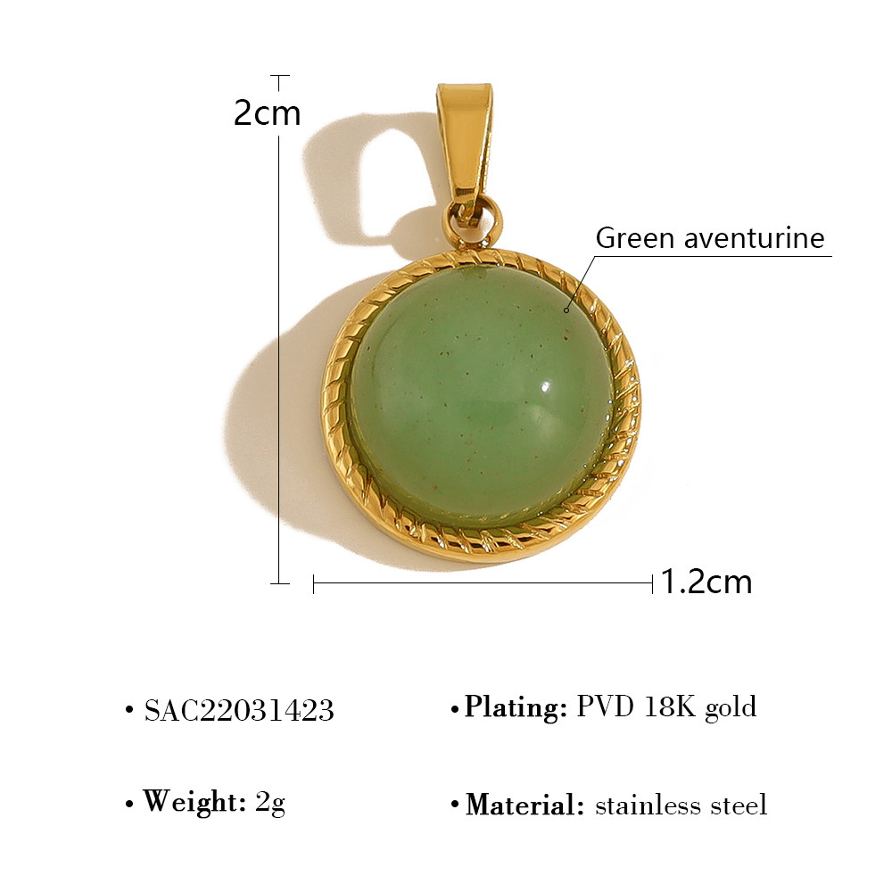 MYK2668-Necklace pendant, stainless steel DIY natural stone drop oil jewelry accessories