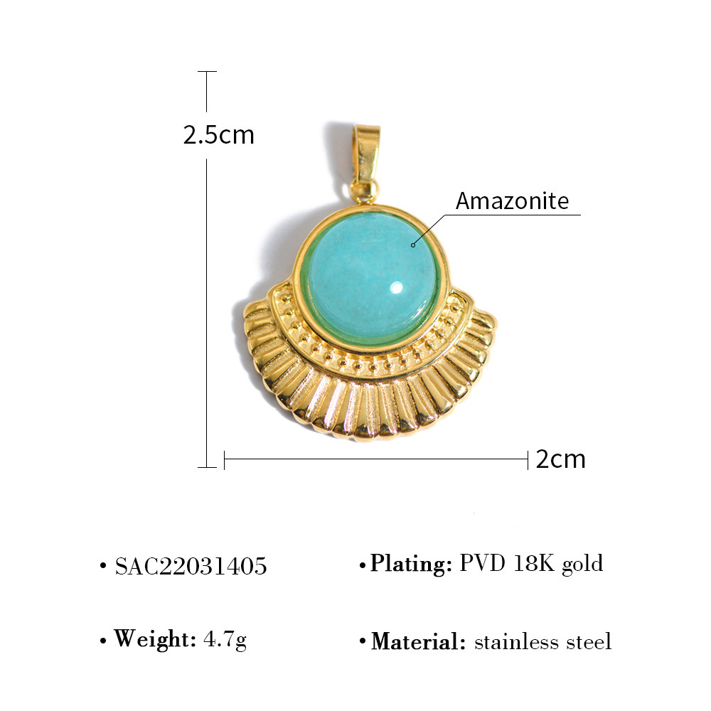 MYK2668-Necklace pendant, stainless steel DIY natural stone drop oil jewelry accessories