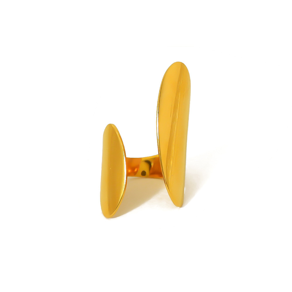 MYK2659-Irregular geometric open ring plated with 18K real gold stainless steel