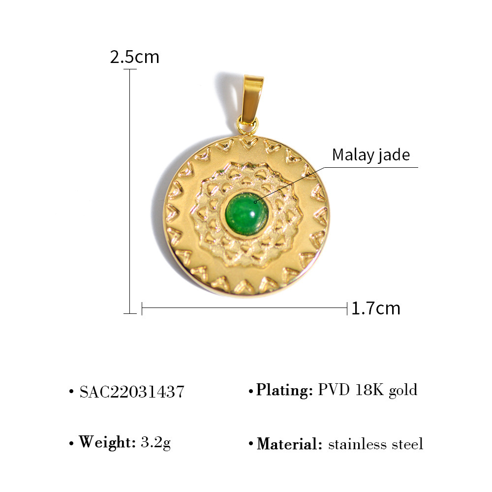 MYK2668-Necklace pendant, stainless steel DIY natural stone drop oil jewelry accessories
