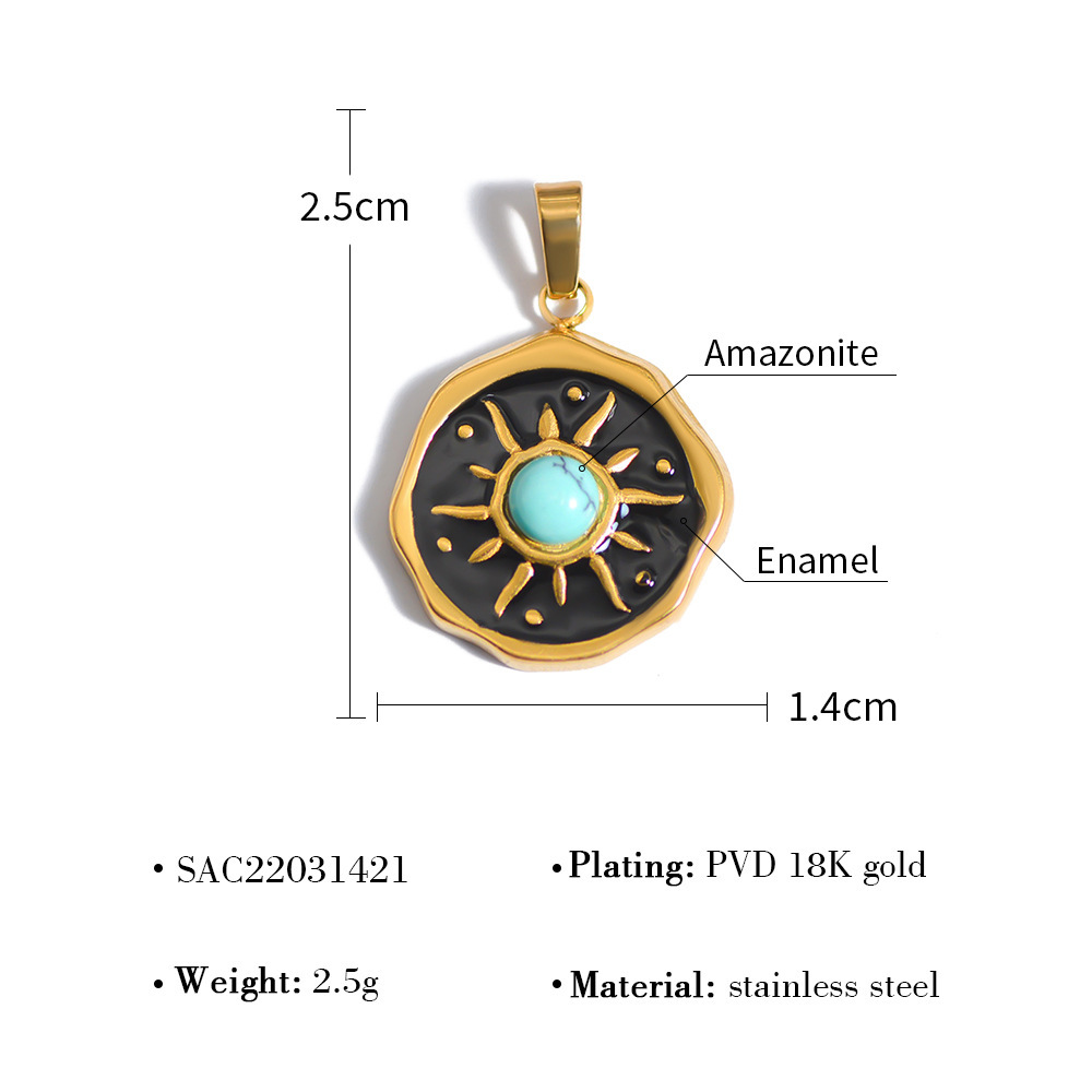 MYK2668-Necklace pendant, stainless steel DIY natural stone drop oil jewelry accessories