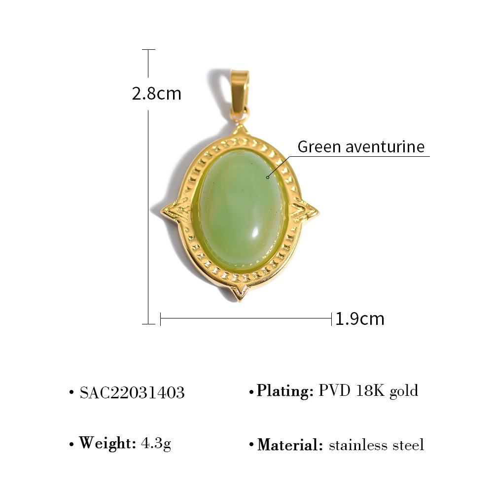 MYK2668-Necklace pendant, stainless steel DIY natural stone drop oil jewelry accessories