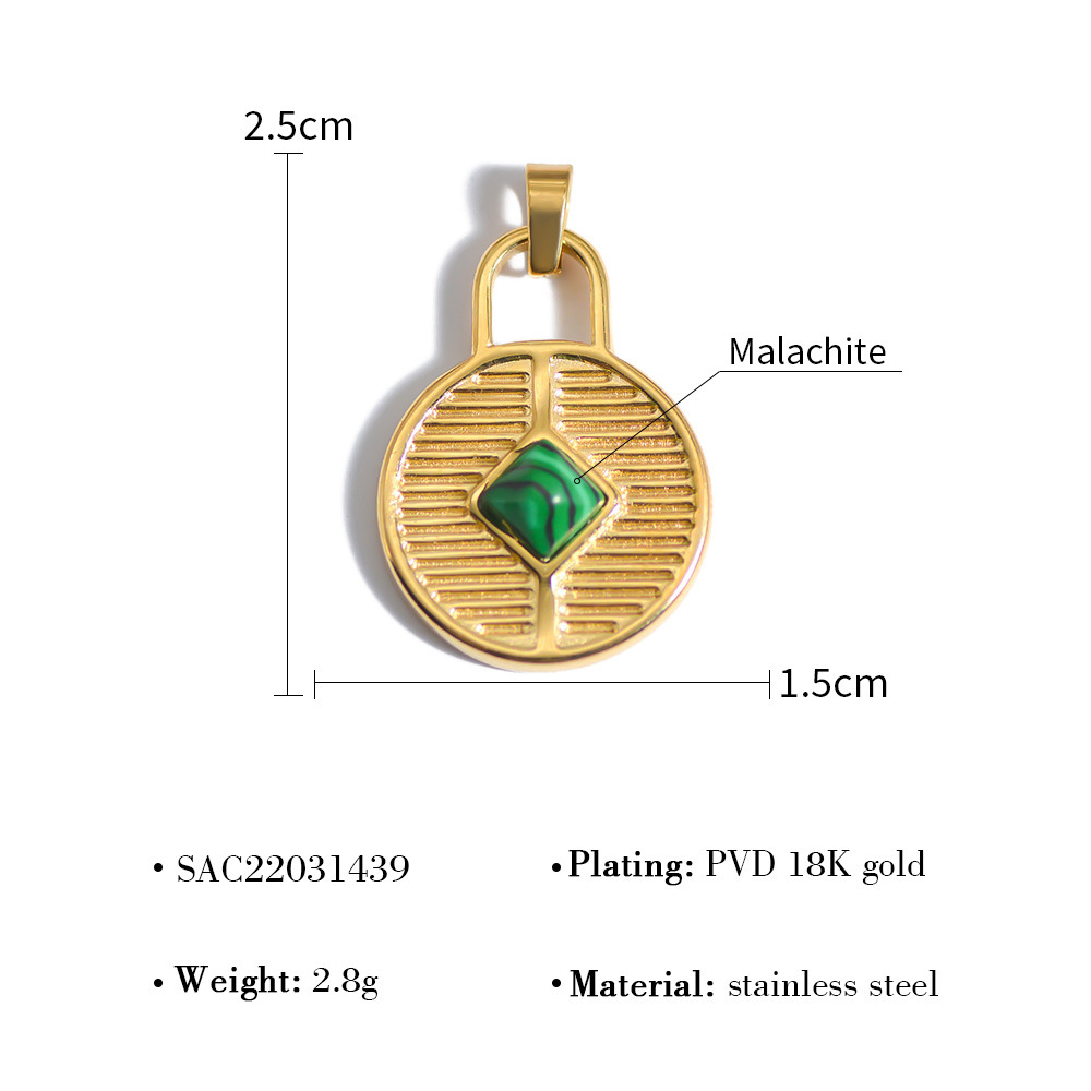 MYK2668-Necklace pendant, stainless steel DIY natural stone drop oil jewelry accessories
