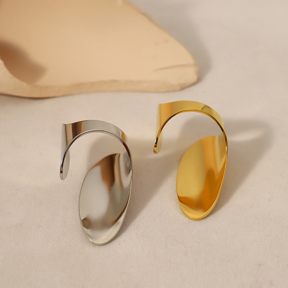 MYK2659-Irregular geometric open ring plated with 18K real gold stainless steel