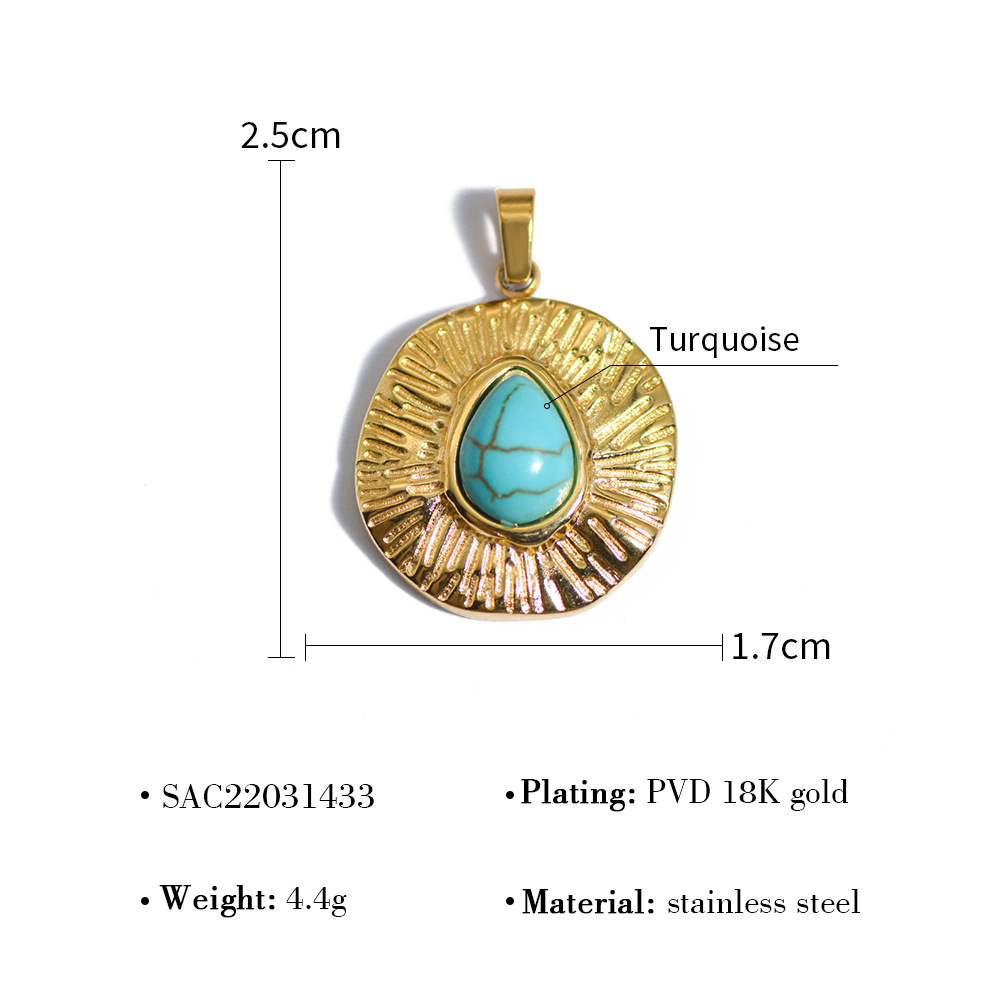 MYK2668-Necklace pendant, stainless steel DIY natural stone drop oil jewelry accessories