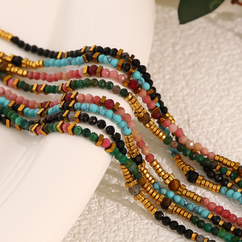 MYK2703-Dopamine-enhanced colored natural stone clavicle chain/necklace