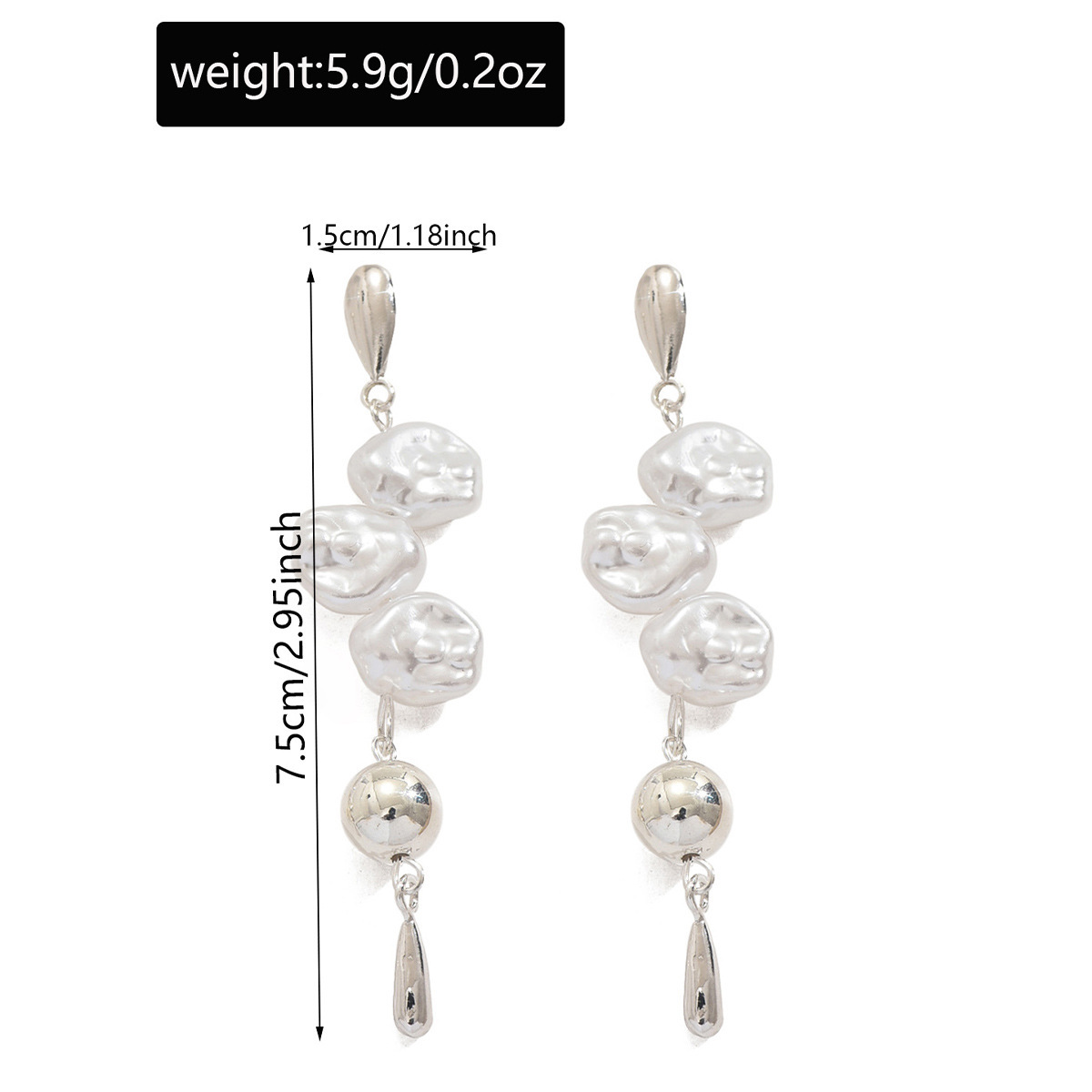 Versatile faux pearl flower teardrop alloy earrings