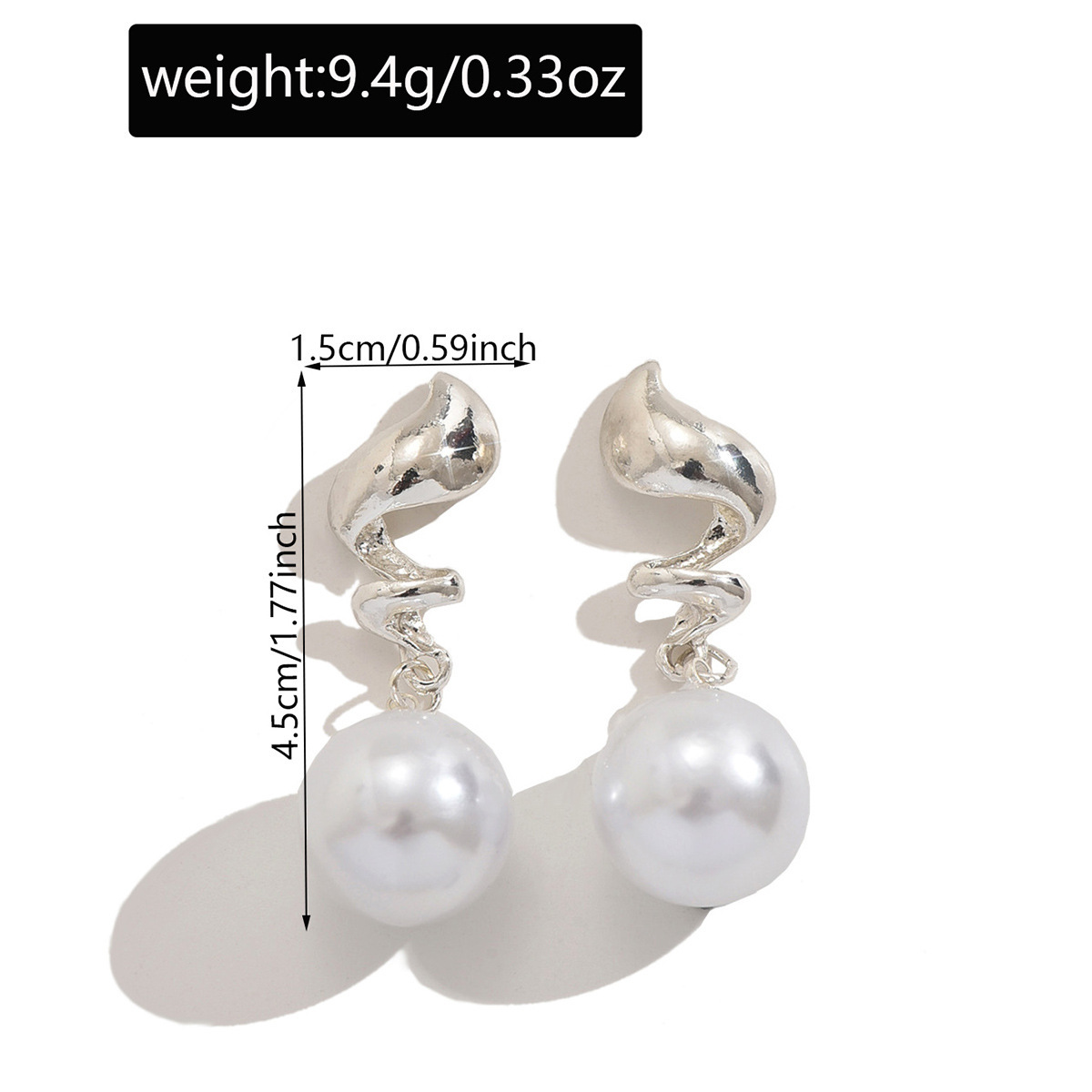 Versatile faux pearl flower teardrop alloy earrings