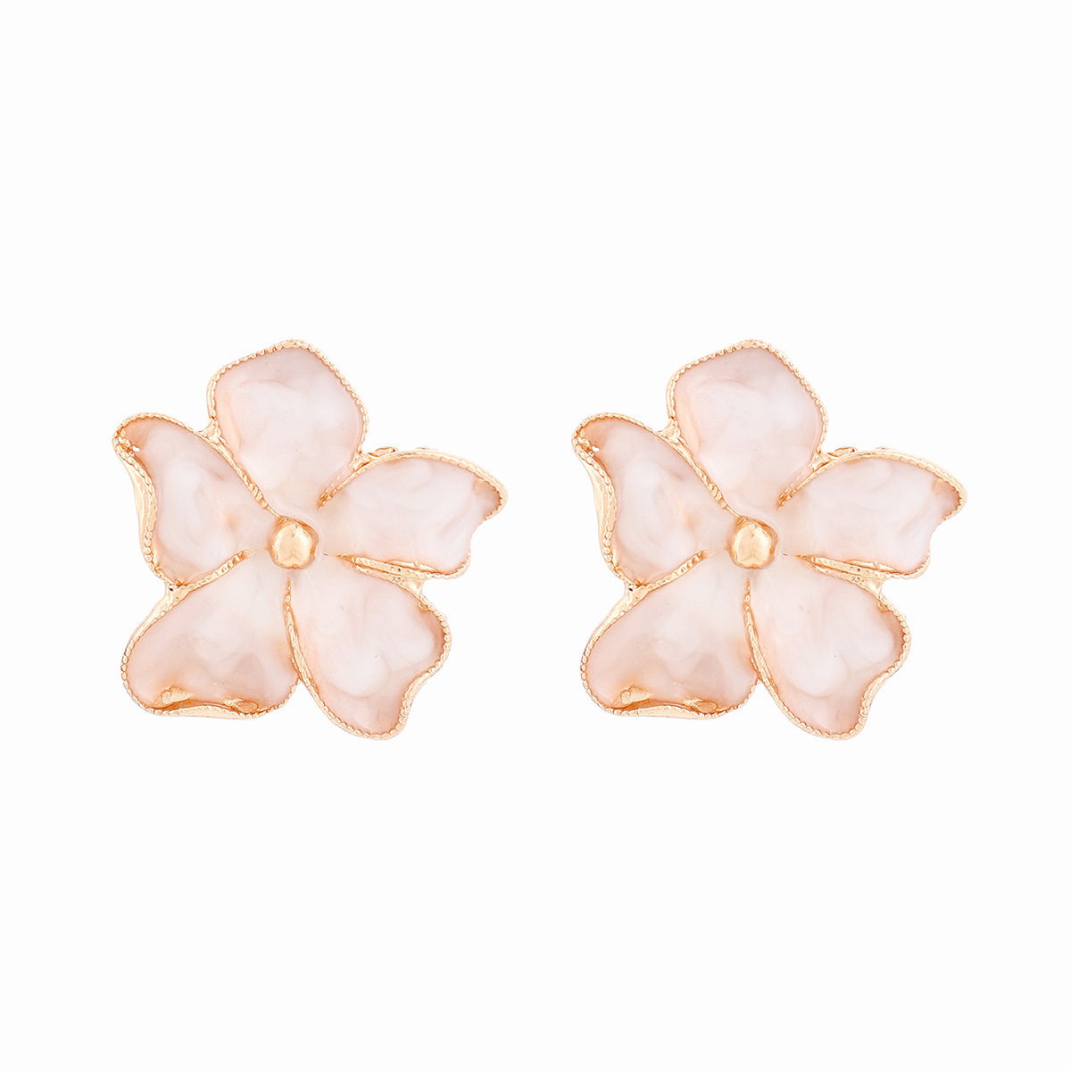 Oil-drop pattern flower and leaf alloy earrings