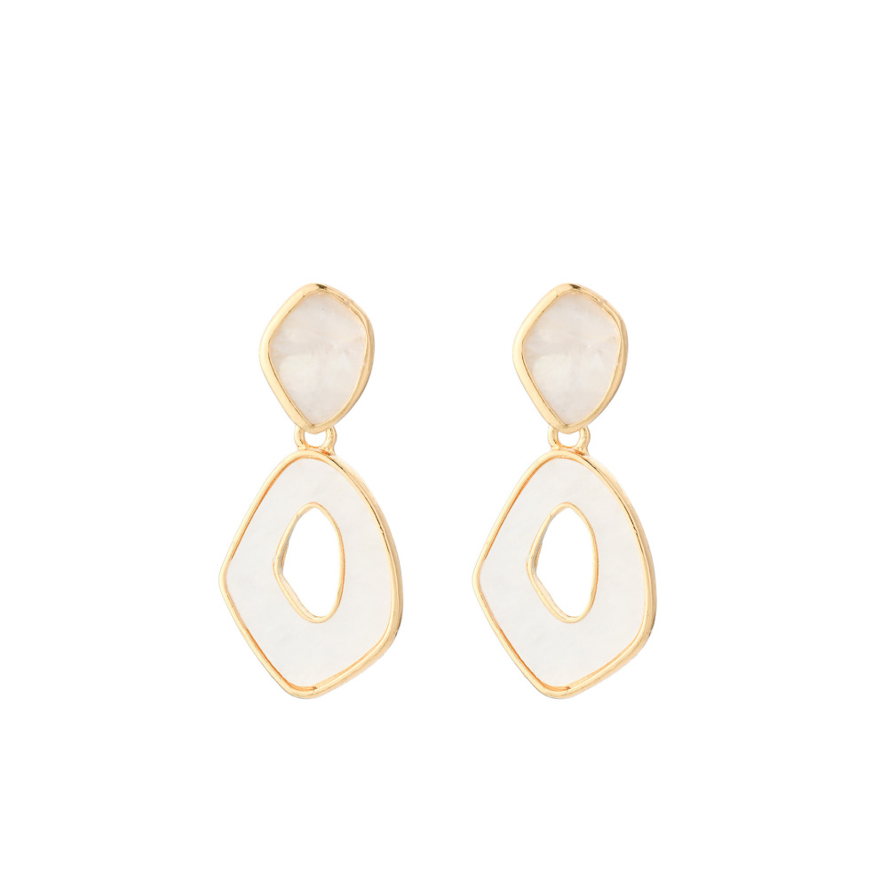 Oil-drop pattern flower and leaf alloy earrings