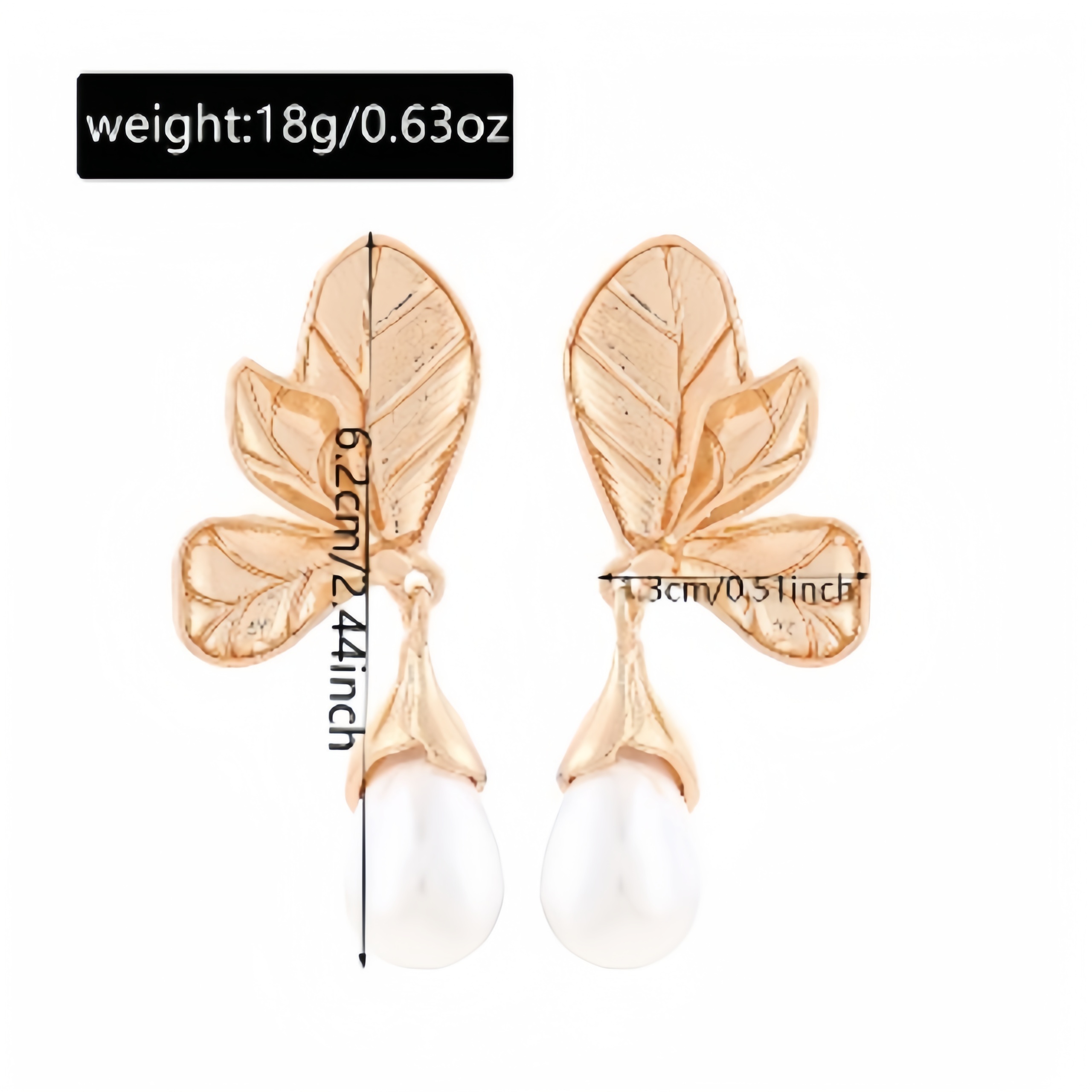 Oil-drop pattern flower and leaf alloy earrings