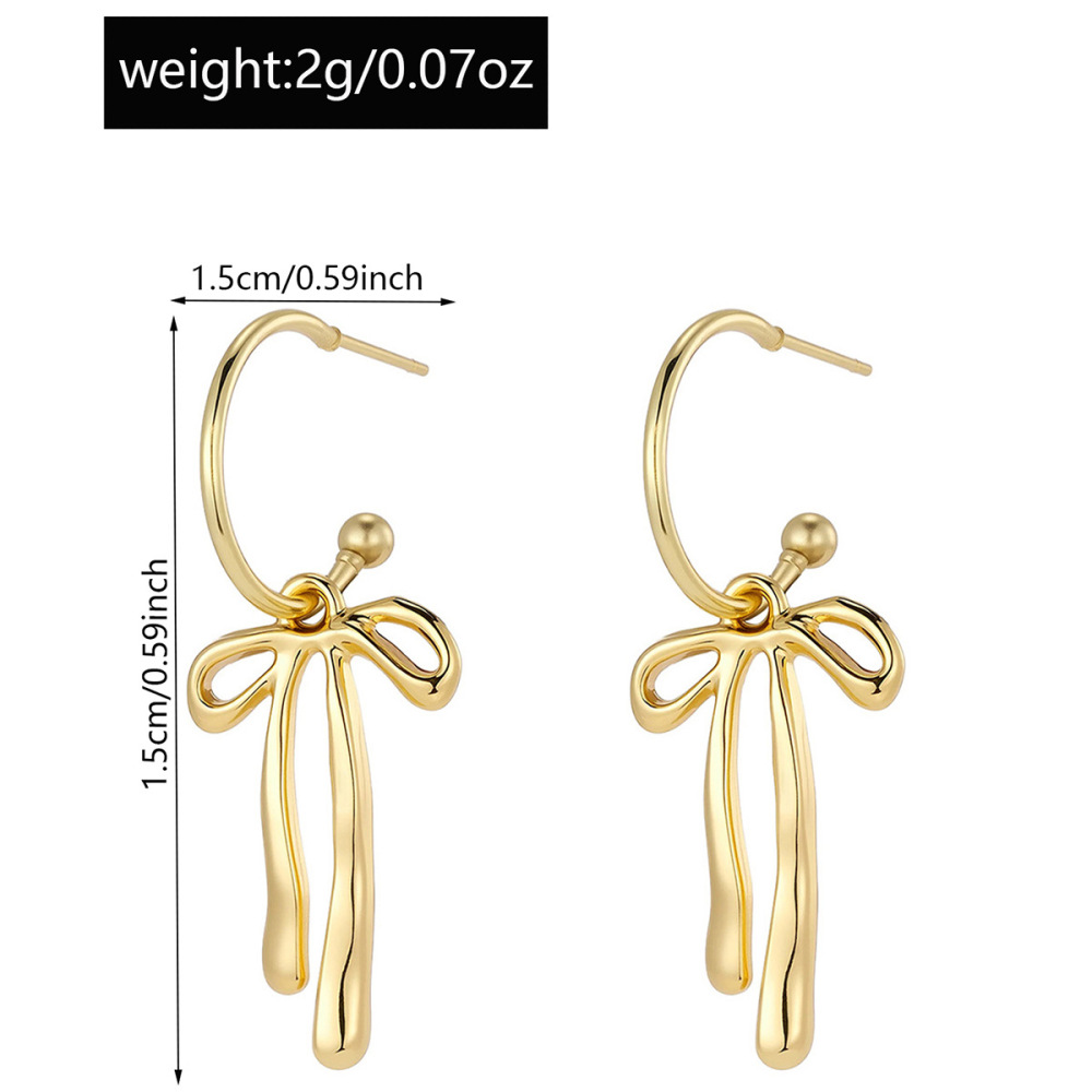 Stylish and elegant bow-tie alloy earrings