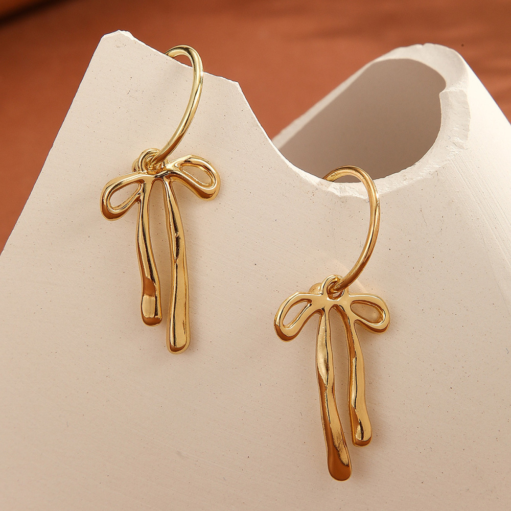 Stylish and elegant bow-tie alloy earrings