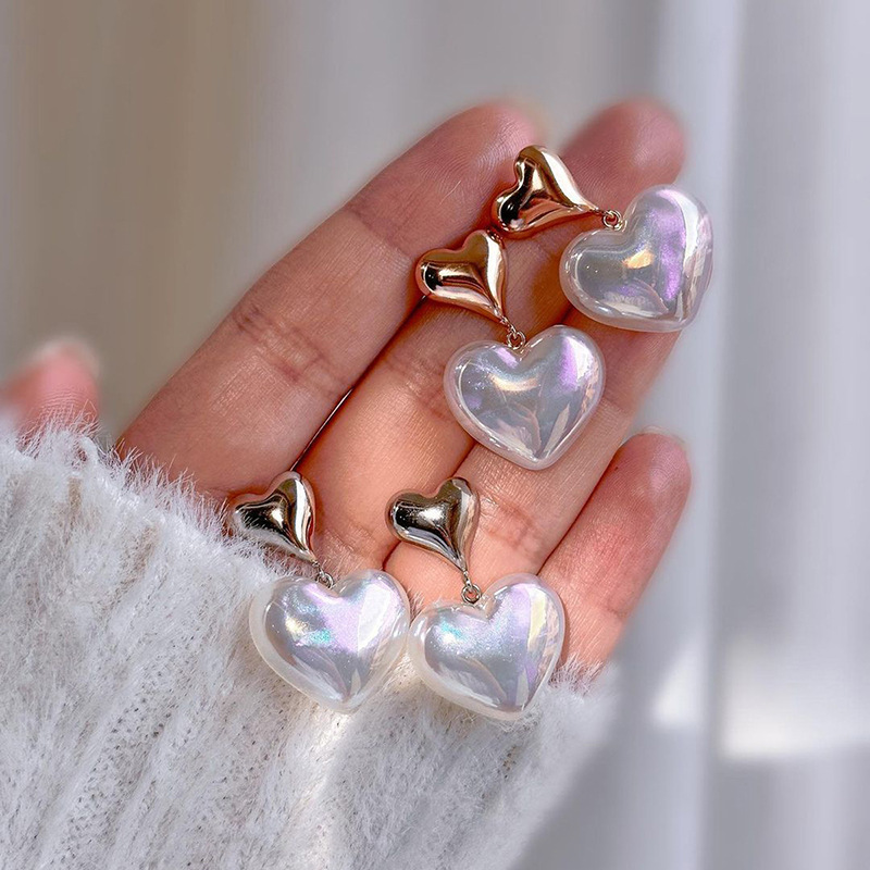 Acrylic heart-shaped alloy earrings