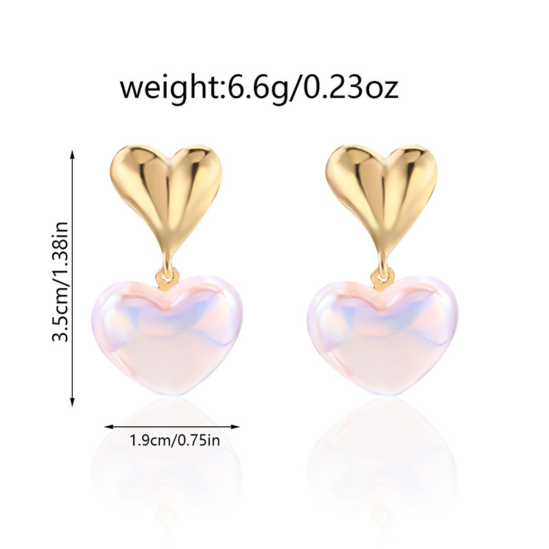 Acrylic heart-shaped alloy earrings