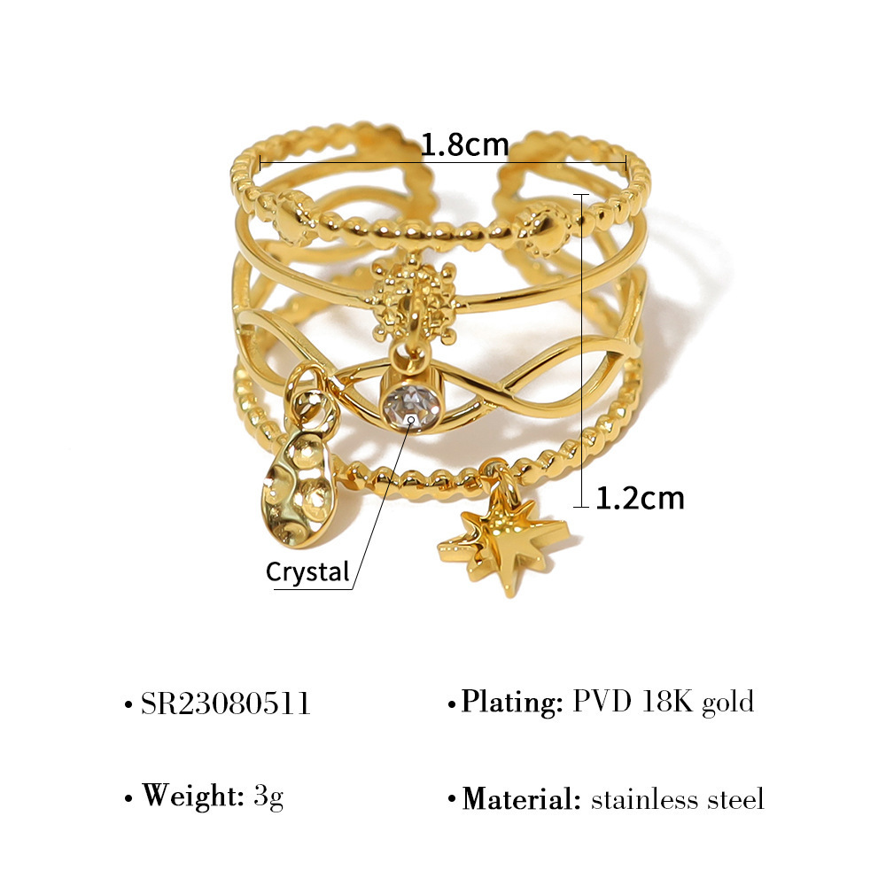 MYK2738-Stainless steel cross-shaped multi-line open ring