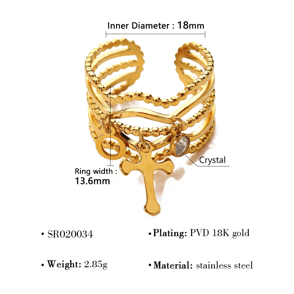 MYK2738-Stainless steel cross-shaped multi-line open ring