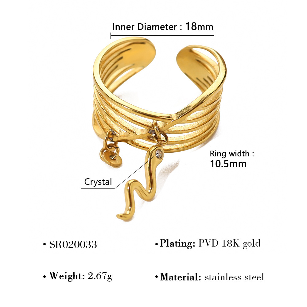 MYK2738-Stainless steel cross-shaped multi-line open ring