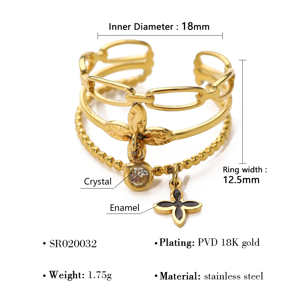 MYK2738-Stainless steel cross-shaped multi-line open ring