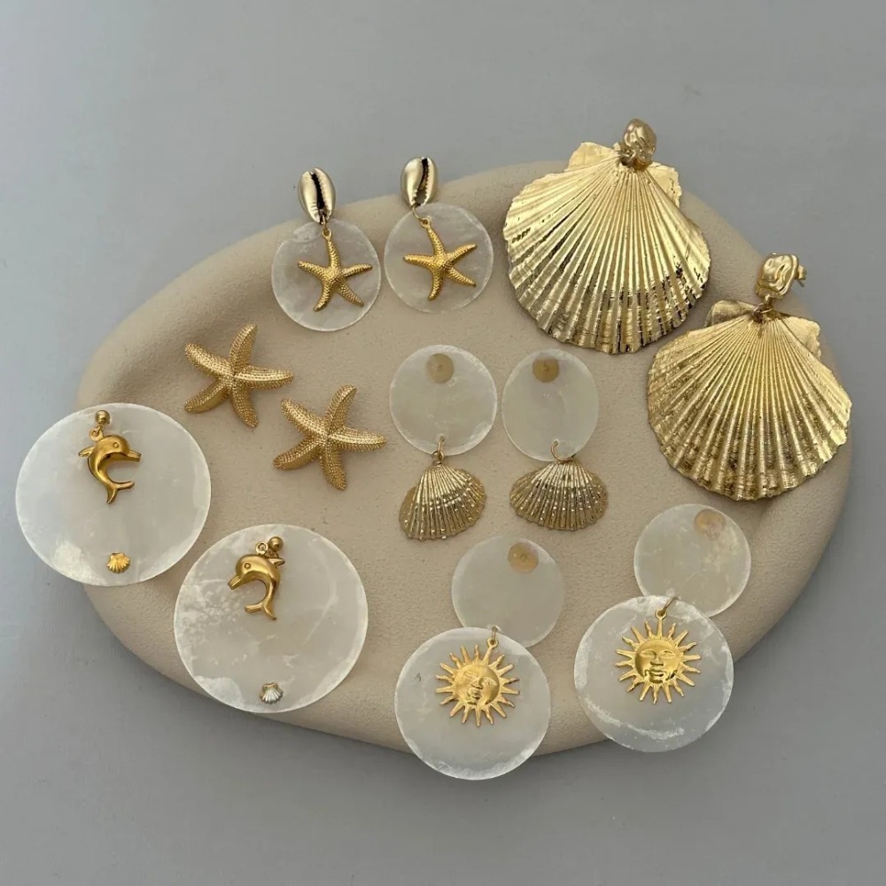Stylish Starfish Shell Ocean-Themed Alloy Earrings