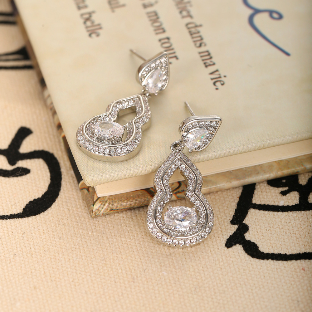 MYK2772-Hollow gourd-shaped zircon earrings with 925 sterling silver needles