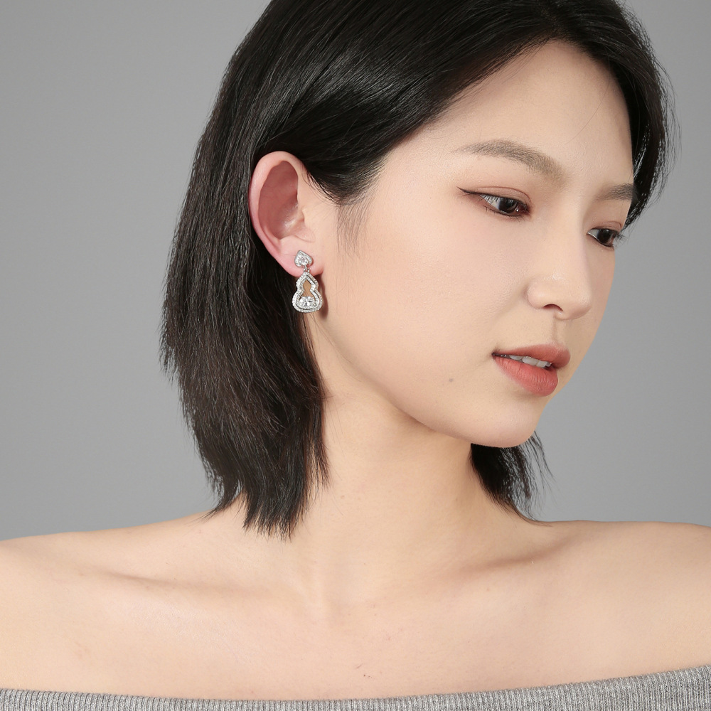 MYK2772-Hollow gourd-shaped zircon earrings with 925 sterling silver needles