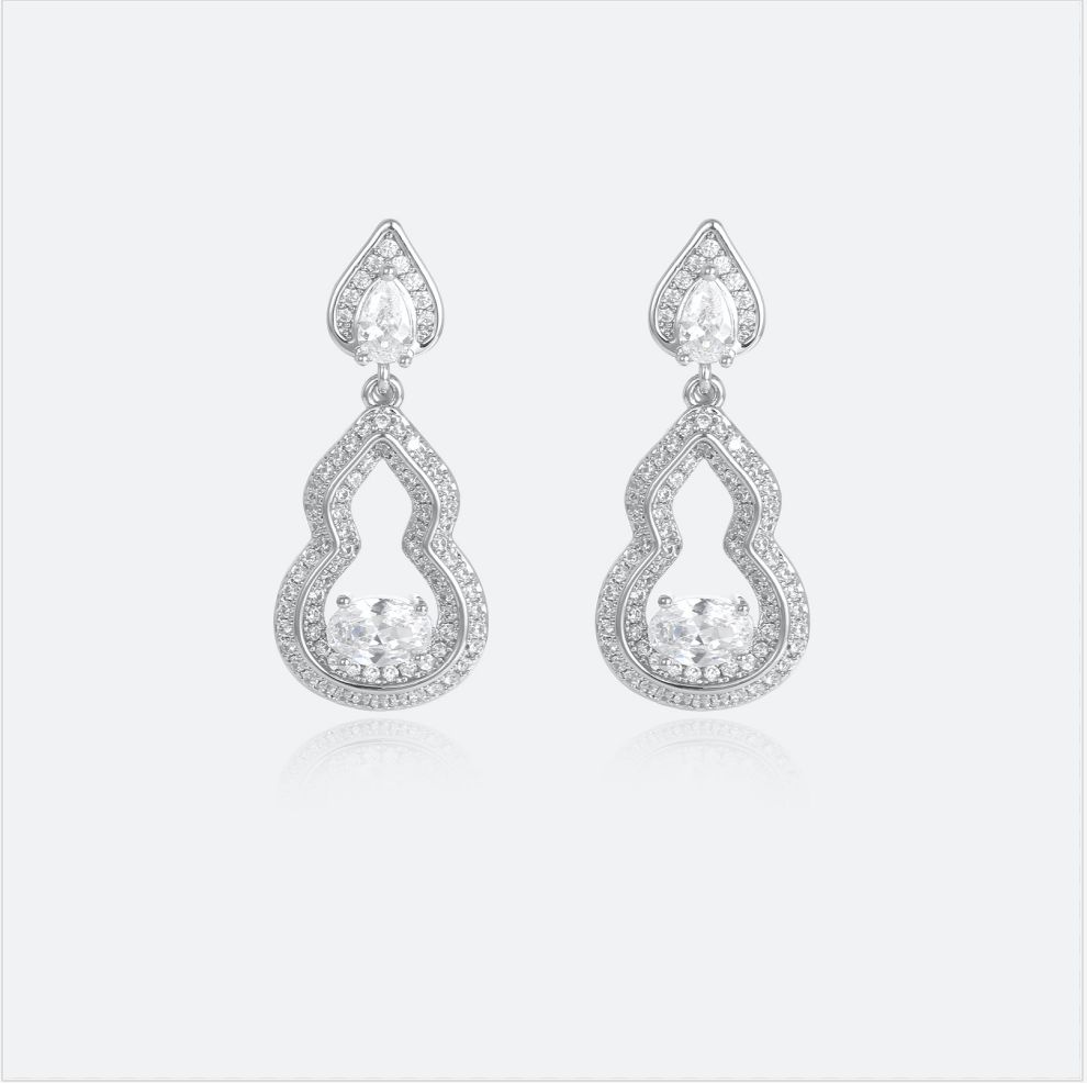 MYK2772-Hollow gourd-shaped zircon earrings with 925 sterling silver needles