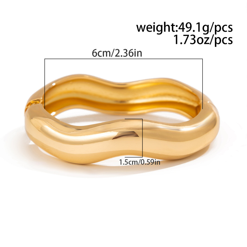Wavy smooth spring-loaded irregular alloy bracelet