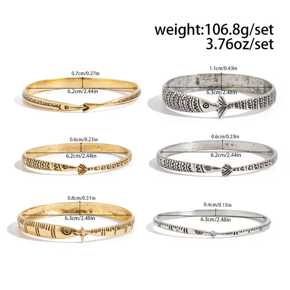Design-style fish-patterned alloy bracelet set