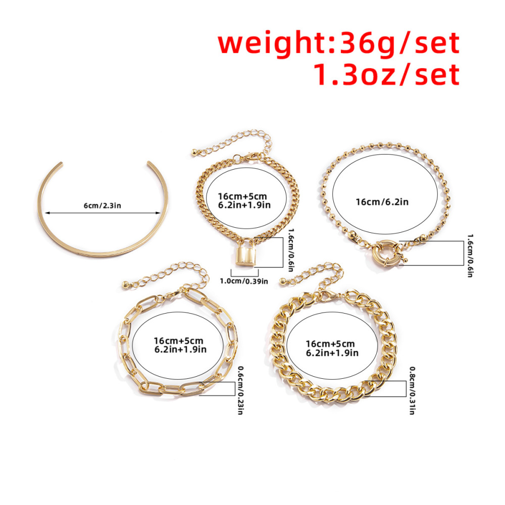 Punk Hip Hop Style Lock Clasp Bracelet Set