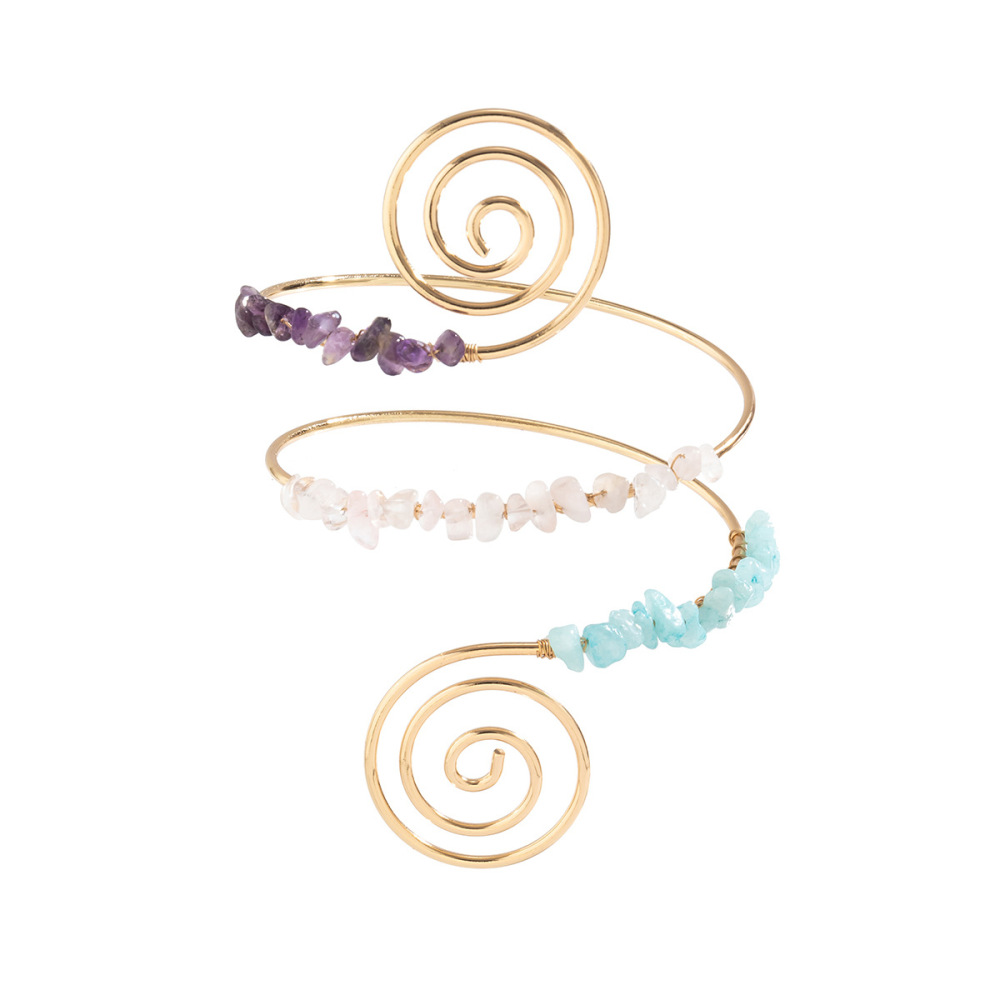 Spiral beaded bracelet with an open design