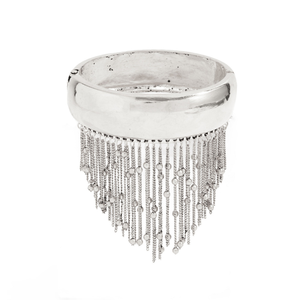Antique-style tassel oval alloy spring bracelet