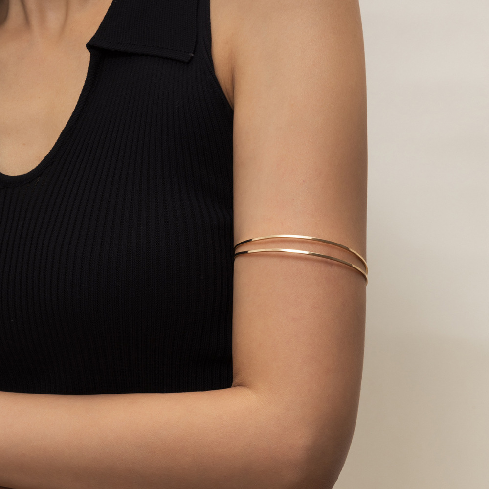 Simple geometric openwork double-ring bracelet