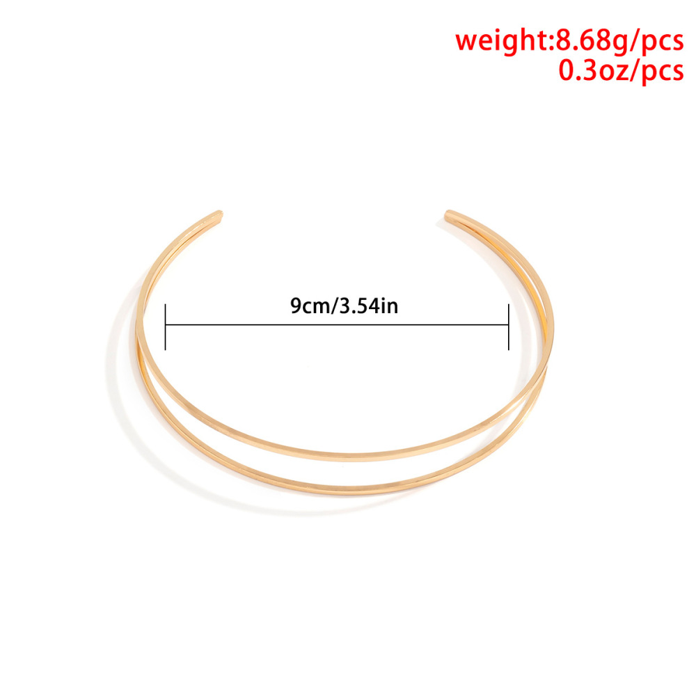 Simple geometric openwork double-ring bracelet