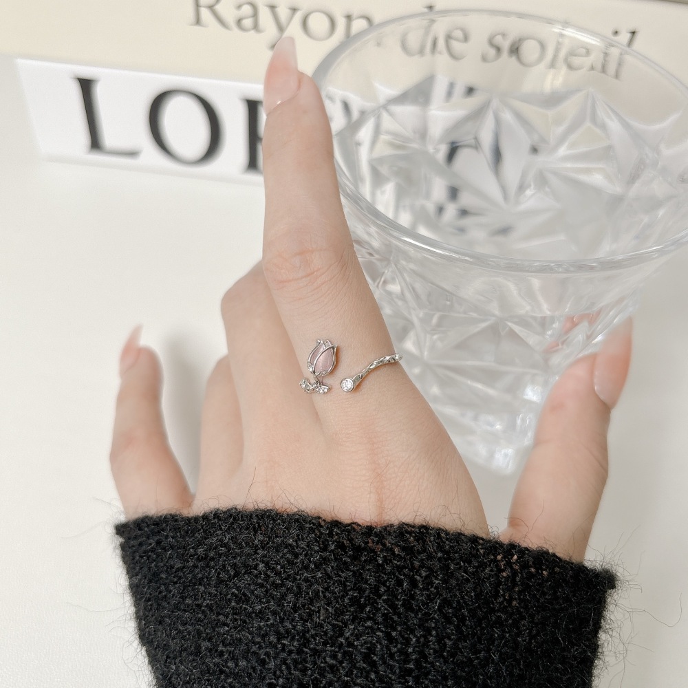 MYK2816-Tulip Pink Cat's Eye Open Ring