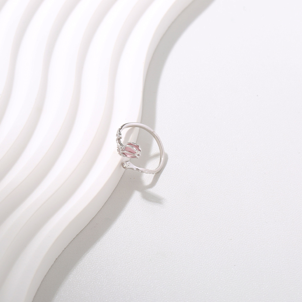 MYK2816-Tulip Pink Cat's Eye Open Ring