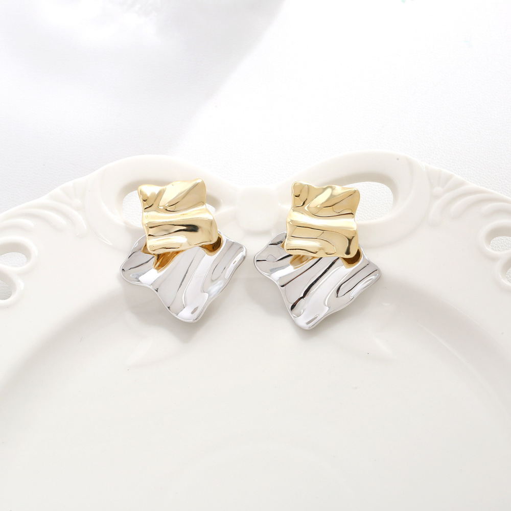 MYK2839-Stylish design sterling silver stud earrings, irregular shape