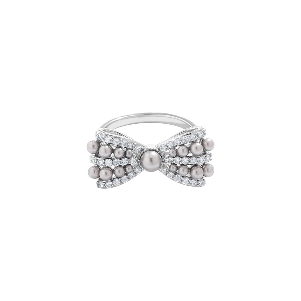 MYK2799-Grey pearl bow open ring