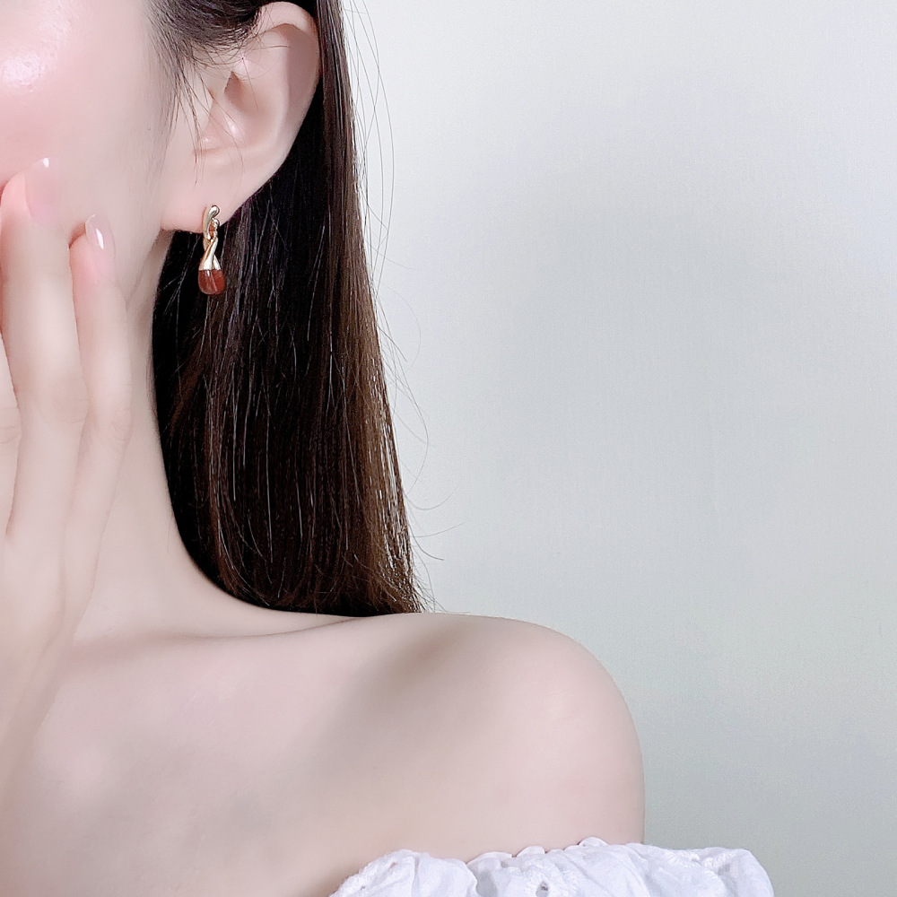 MYK2850-Autumn/Winter Maillard Irregular Chain Earrings with 925 Sterling Silver Needles