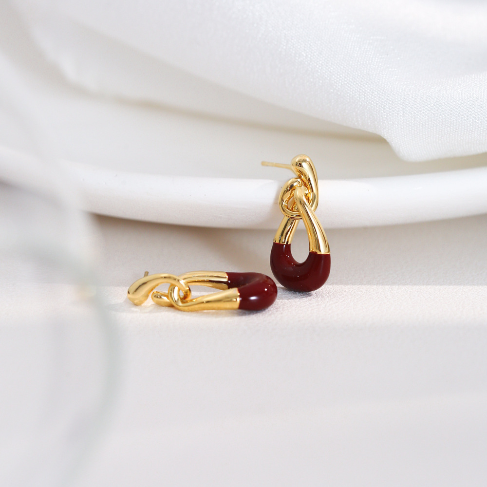 MYK2850-Autumn/Winter Maillard Irregular Chain Earrings with 925 Sterling Silver Needles