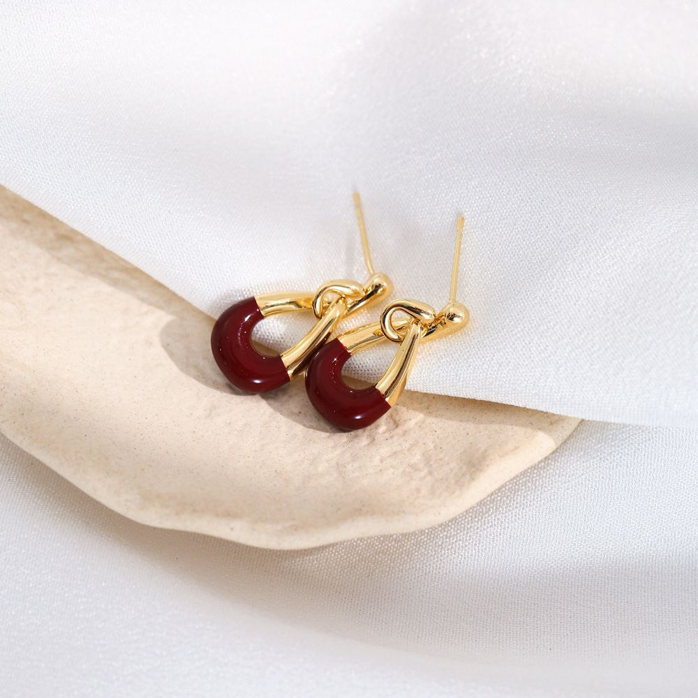 MYK2850-Autumn/Winter Maillard Irregular Chain Earrings with 925 Sterling Silver Needles