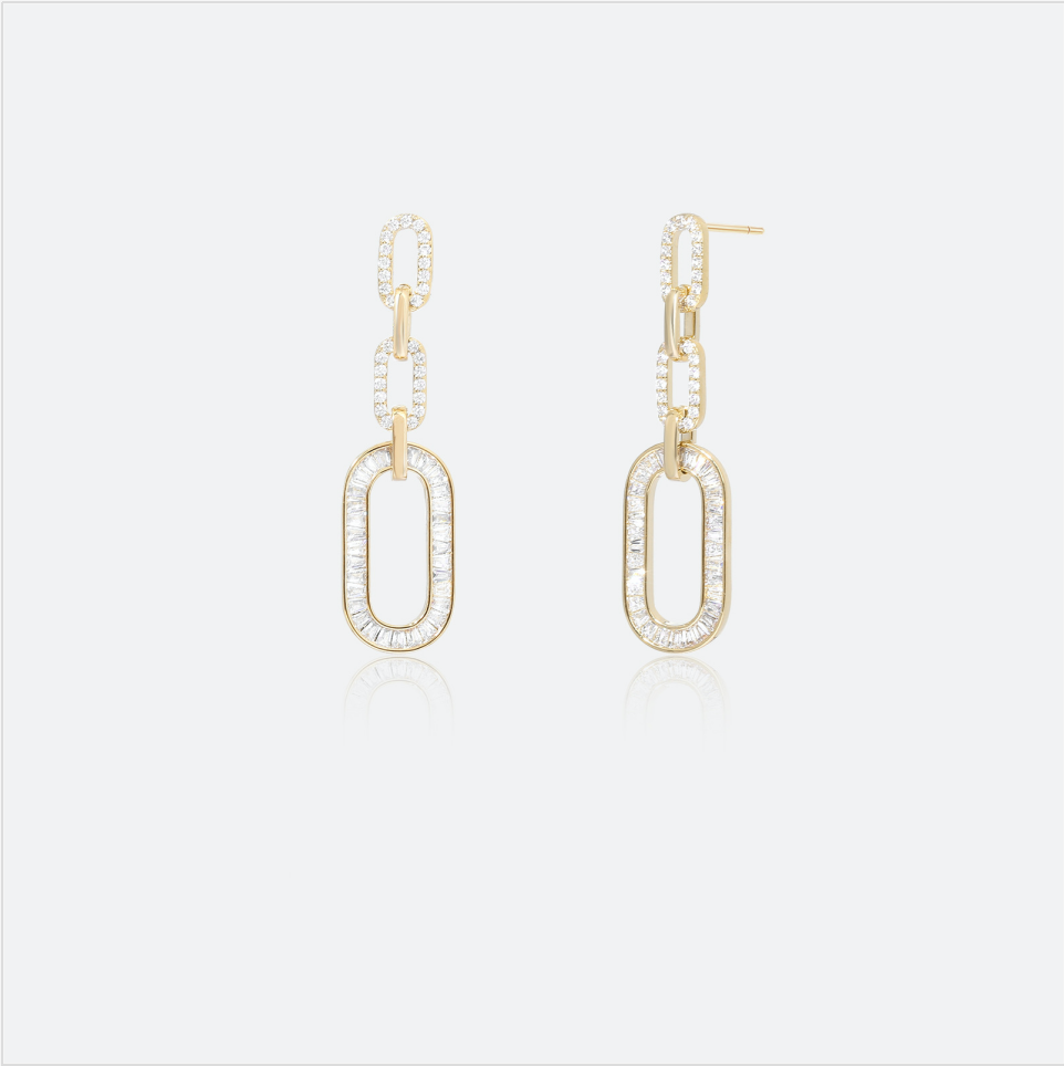 MYK2796-Interlocking chain micro-painted zircon earrings