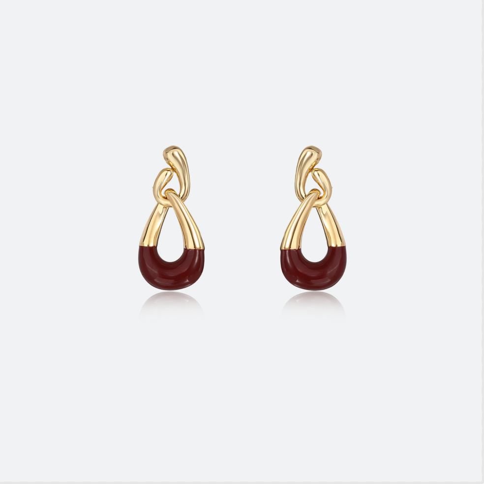 MYK2850-Autumn/Winter Maillard Irregular Chain Earrings with 925 Sterling Silver Needles