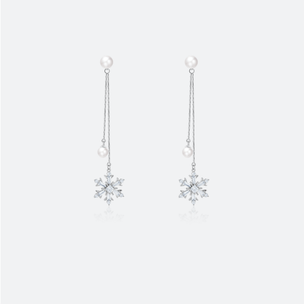 MYK2851-Pearl snowflake zircon earrings with S925 silver needles