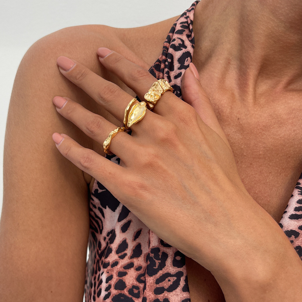 Irregularly Pleated Opening Alloy Ring Set