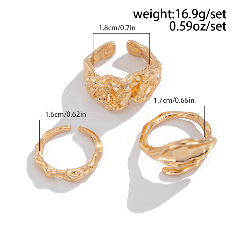 Irregularly Pleated Opening Alloy Ring Set